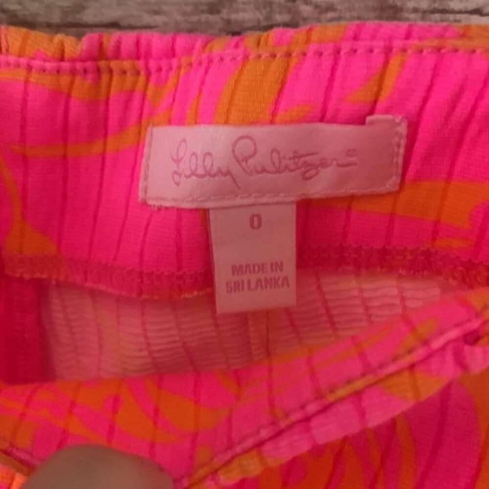 Lilly Pulitzer Pink and Orange Scalloped Ribbed Shorts Size 0 - Picture 4 of 9
